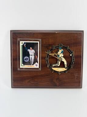 Vintage Nolan Ryan Baseball Card Wall Clock Texas Rangers Quartz Works Wood